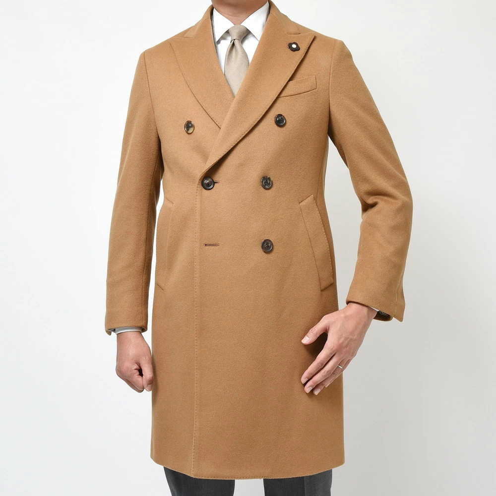 セール人気lardini ラルディーニ　ダブルチェスターコート　チャコールグレー　46 美品　ハンガー付き Mサイズ