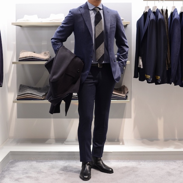 ベルベスト　ウールスーツ　セットアップ　Lサイズ　ブラック　ストライプ　イタリア 17155200020-02.jpg